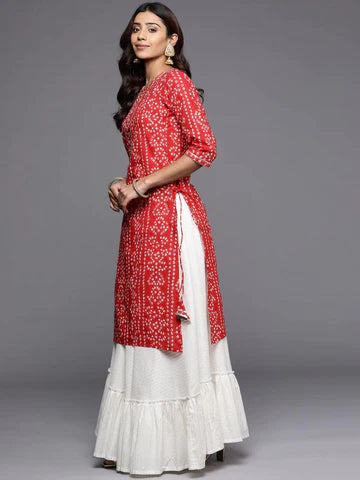 Red Printed Kurta