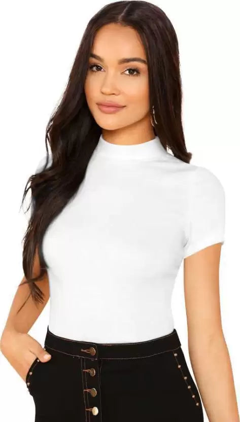 Round Neck White Top