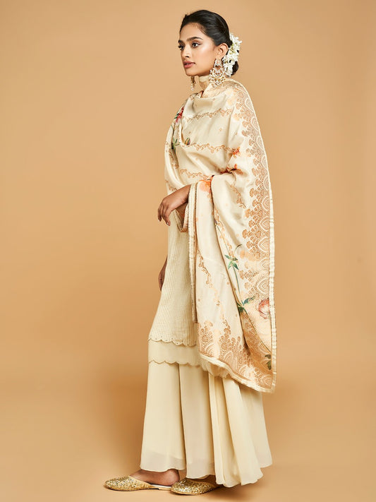 Alaric Cream Colored Layered Kurta Set